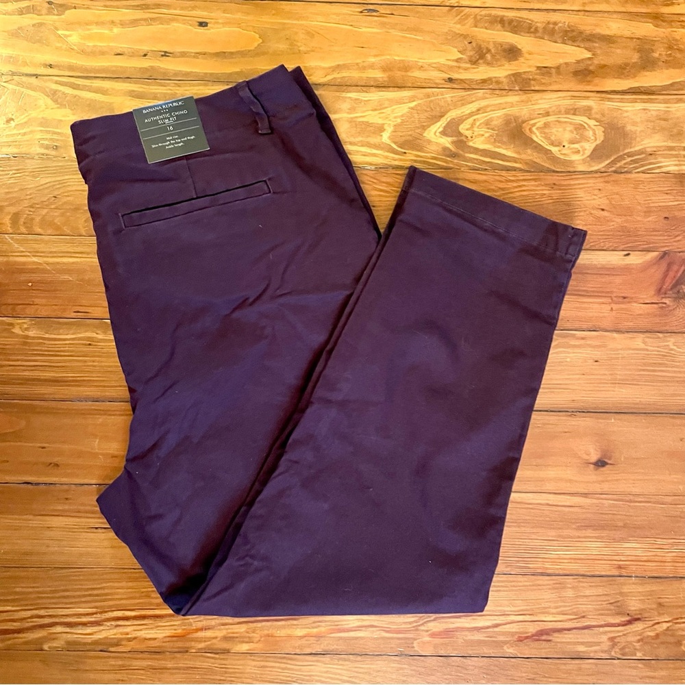 NWT Banana Republic Factory Dark Purple Slim Fit Chino - Size 16